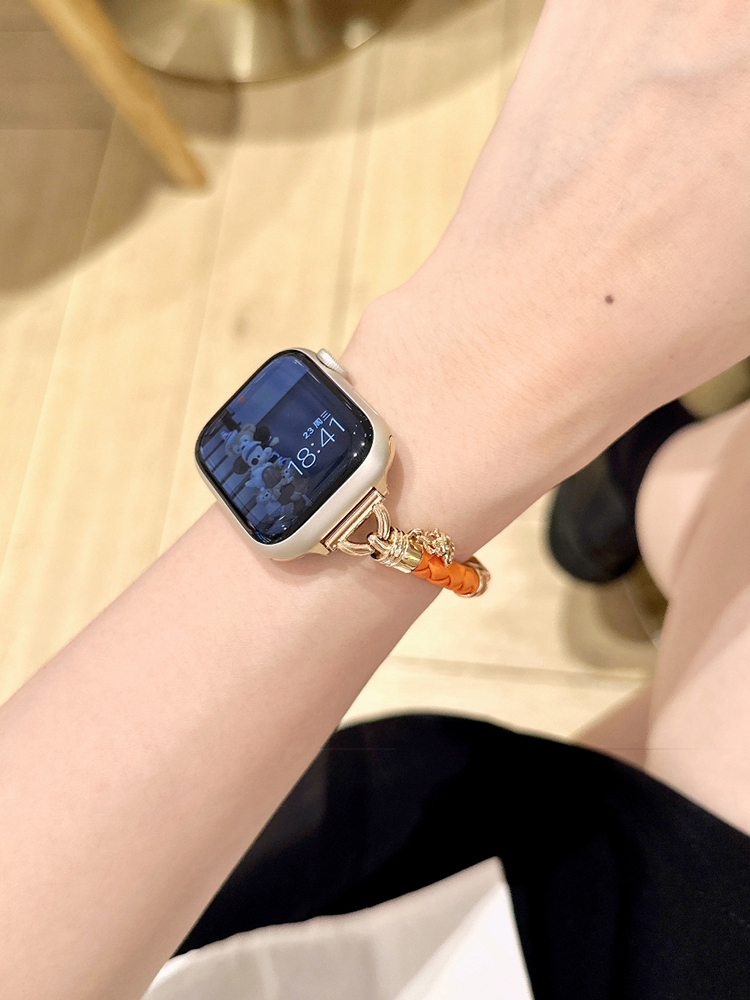 Cylindrical Plaid Woven Leather Band