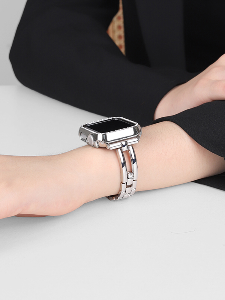 Double Arch Single Diamond Adorned Stainless Steel Band