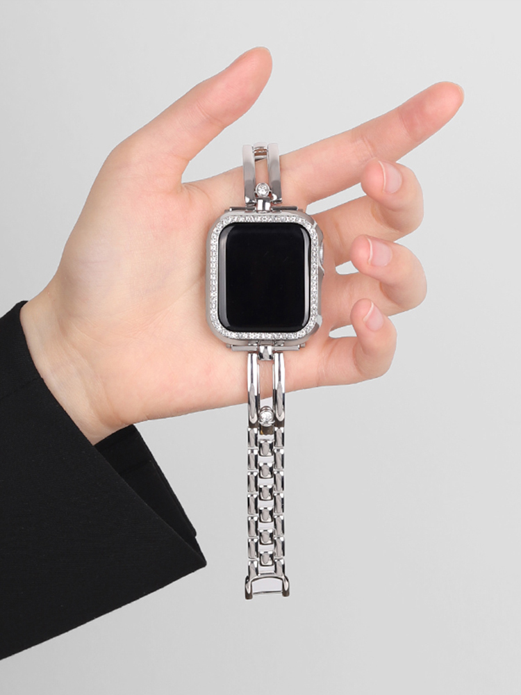 Double Arch Single Diamond Adorned Stainless Steel Band