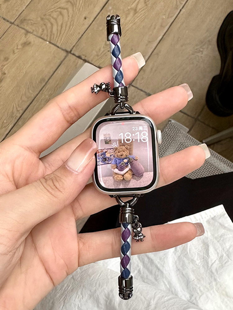 Cylindrical Plaid Woven Leather Band