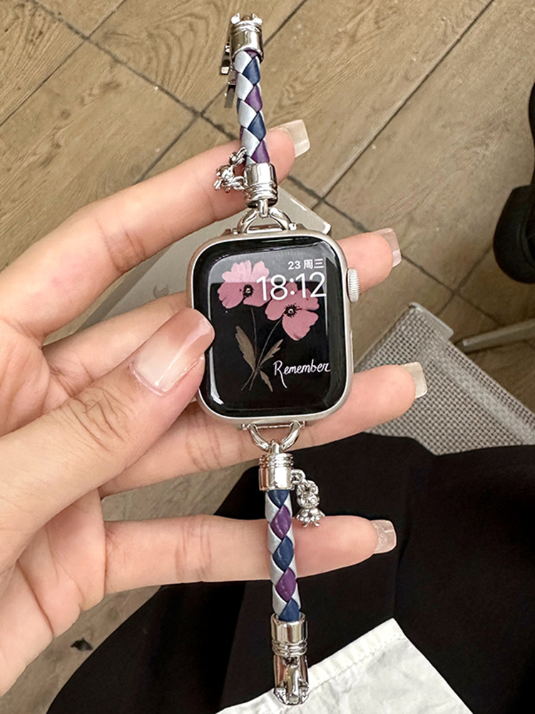 Cylindrical Plaid Woven Leather Band