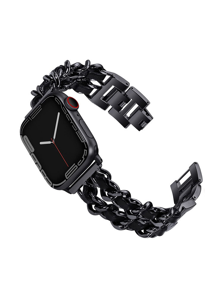 Double Row Leather with Stainless Steel Band