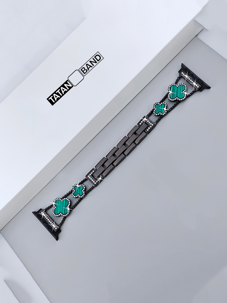 Four-leaf Clover Fritillaria Rhinestone Inlaid Band for Apple Watch