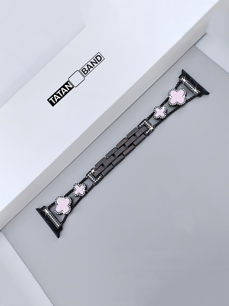 Four-leaf Clover Fritillaria Rhinestone Inlaid Band for Apple Watch
