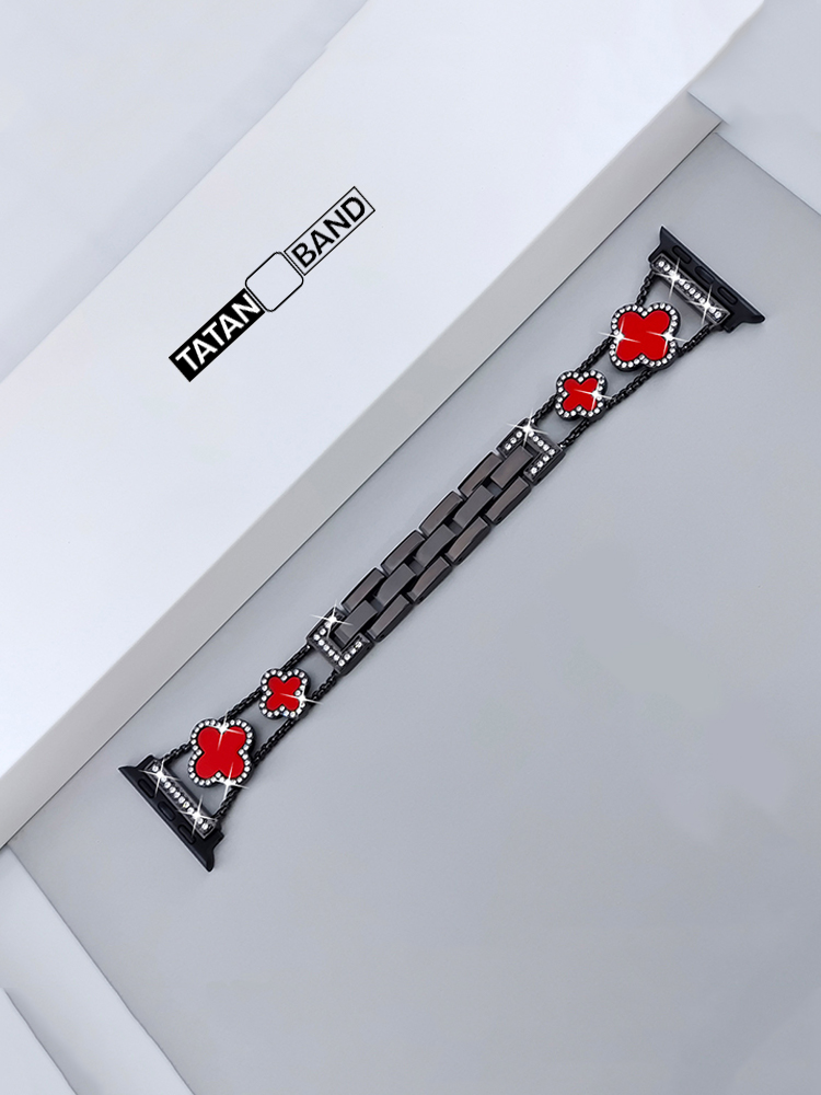 Four-leaf Clover Fritillaria Rhinestone Inlaid Band for Apple Watch