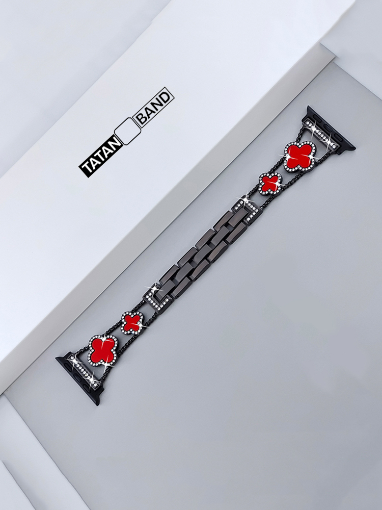 Four-leaf Clover Fritillaria Rhinestone Inlaid Band for Apple Watch