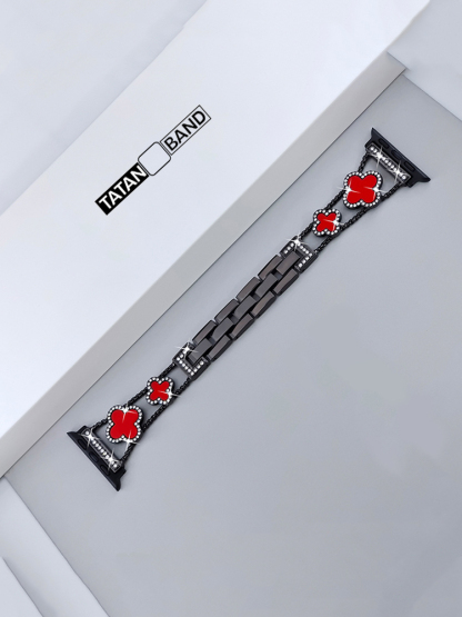 Four-leaf Clover Fritillaria Rhinestone Inlaid Band for Apple Watch