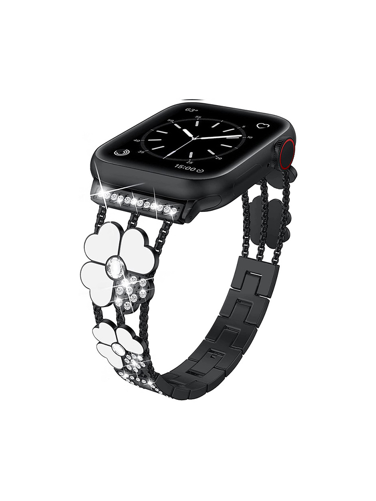 Mother-of-pearl and Rhinestone Inlay Four-leaf Clover Band for Apple Watch