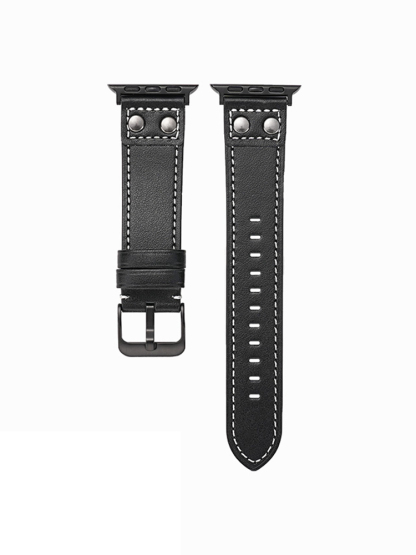 Double-buttoned Decorative Leather Band for Apple Watch