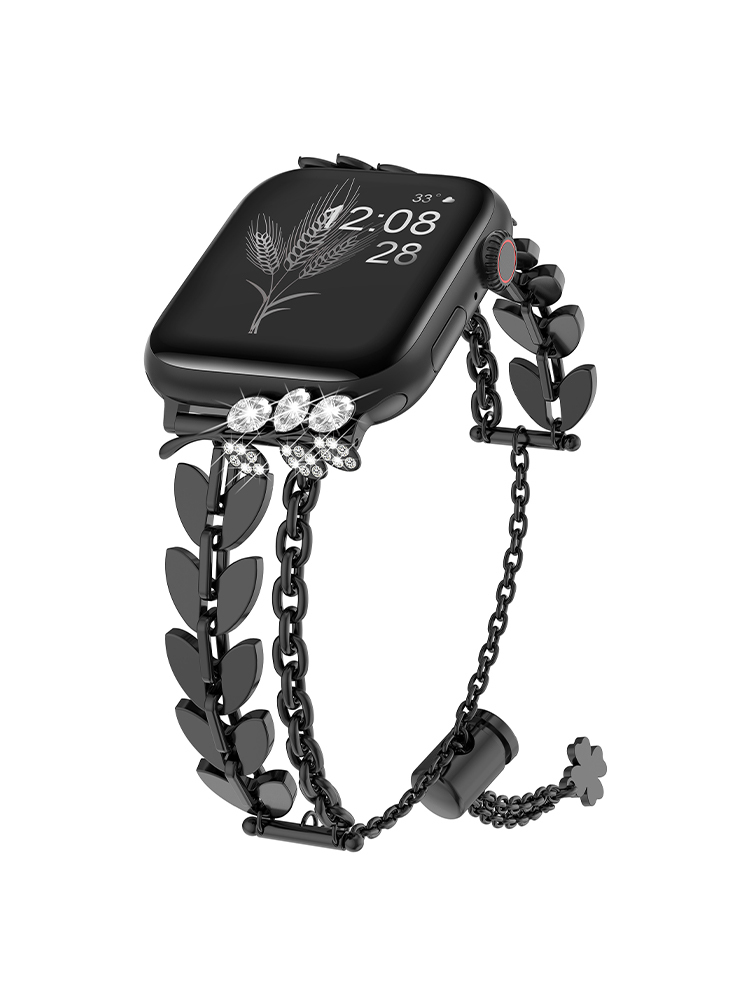 Wheat Spike Chain with Zircon Inlaid Stainless Steel Band