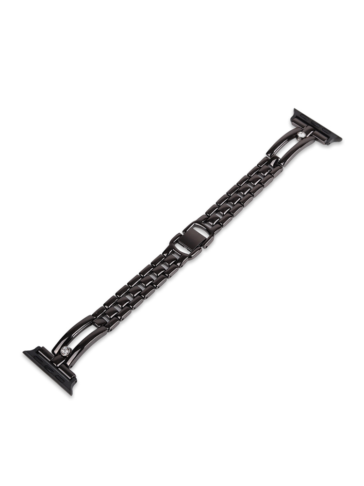 Double Arch Single Diamond Adorned Stainless Steel Apple Watch Band