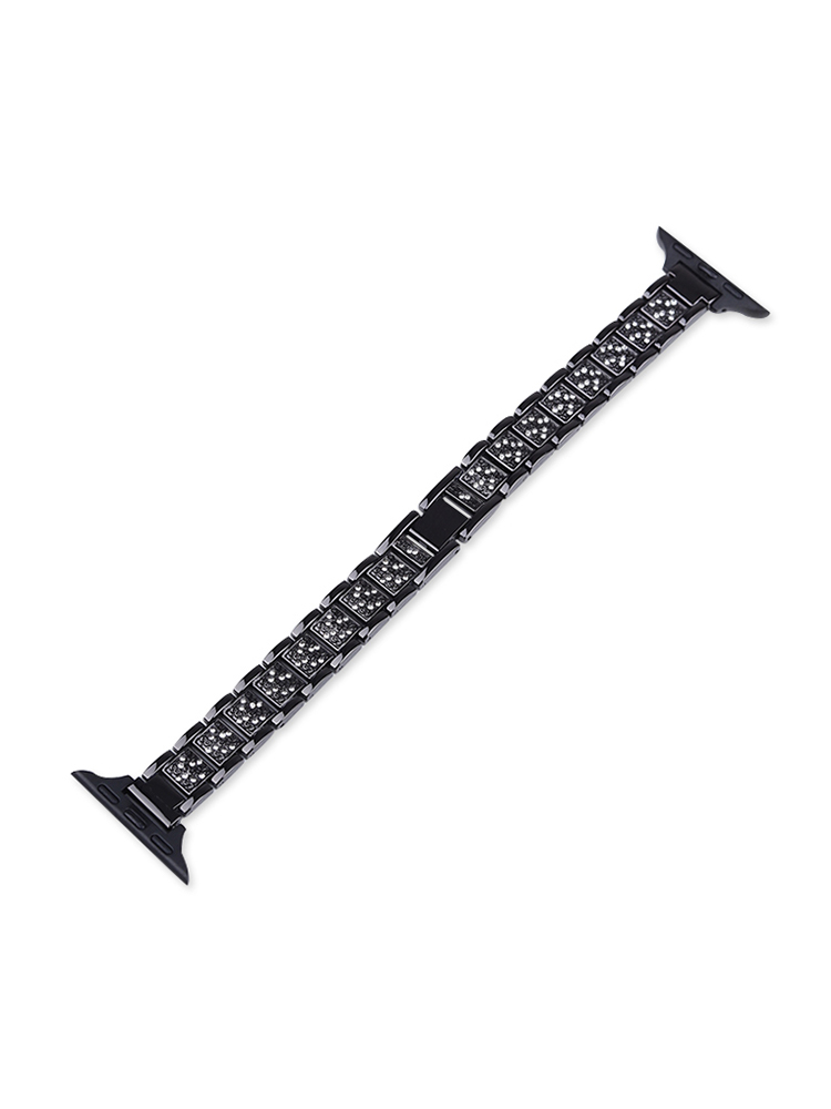 Rhinestone-Set Slim Stainless Steel Apple Watch Band - Tatanband