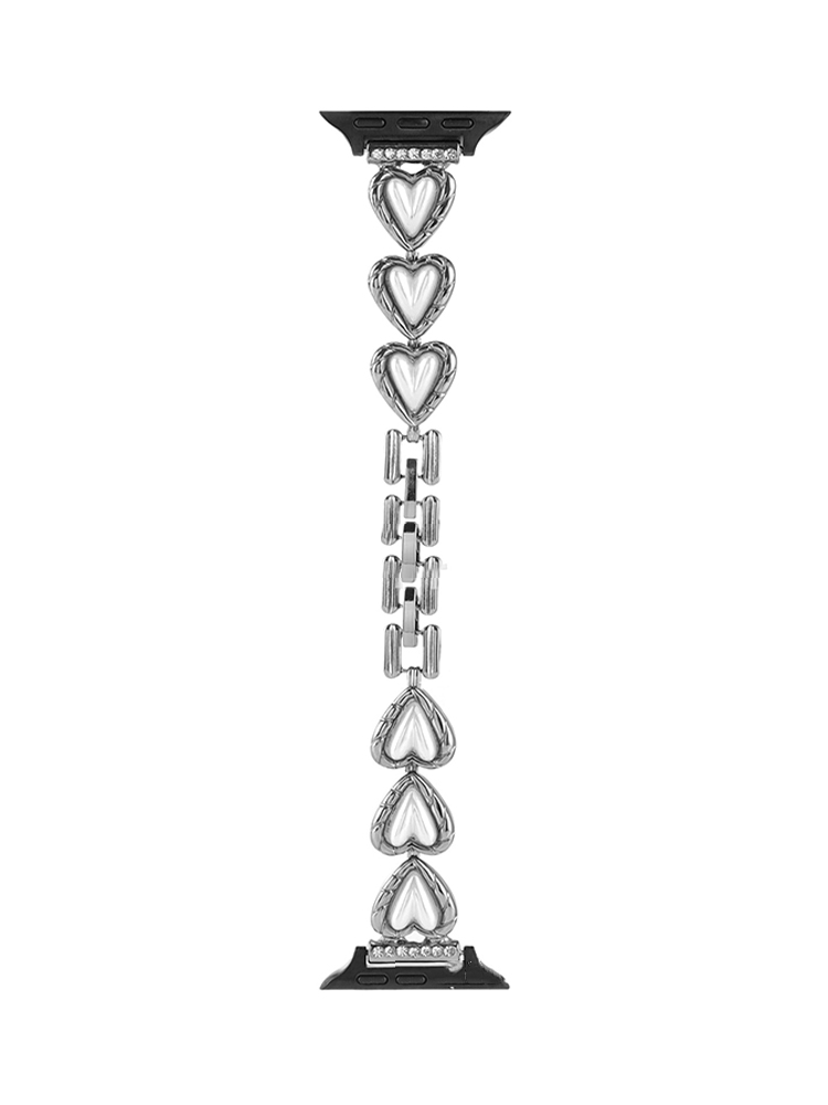 Love Heart Pearl Chain Stainless Steel Apple Watch Band - Tatanband