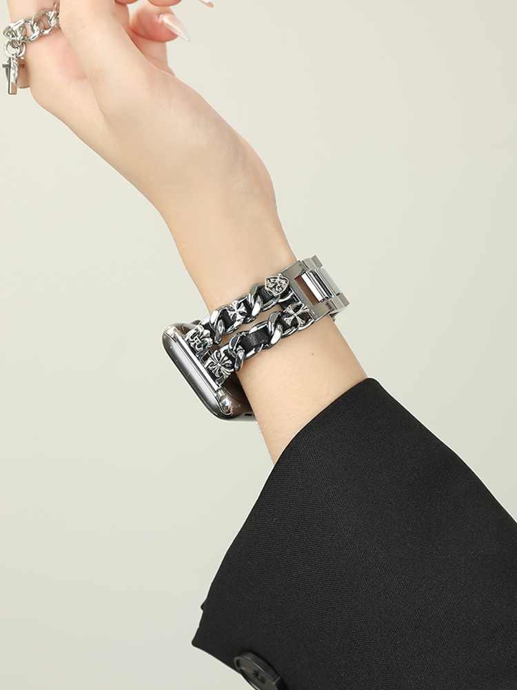 Chrome Heart Double Row Chain Stainless Steel Band