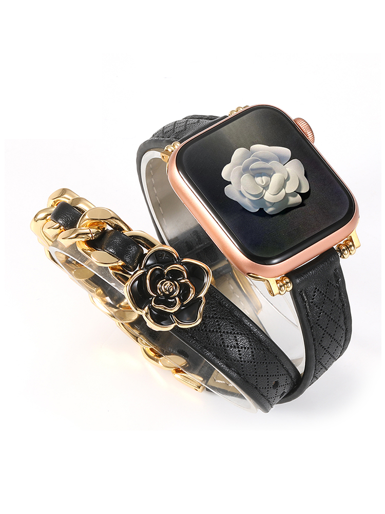 Camellia Double Tour Leather Apple Watch Band - Tatanband