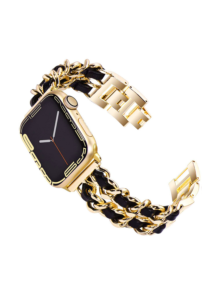 Double Row Leather with Stainless Steel Band for Apple Watch