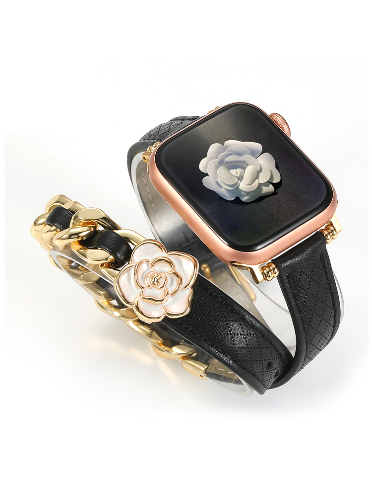 Camellia Double Tour Leather Apple Watch Band - Tatanband