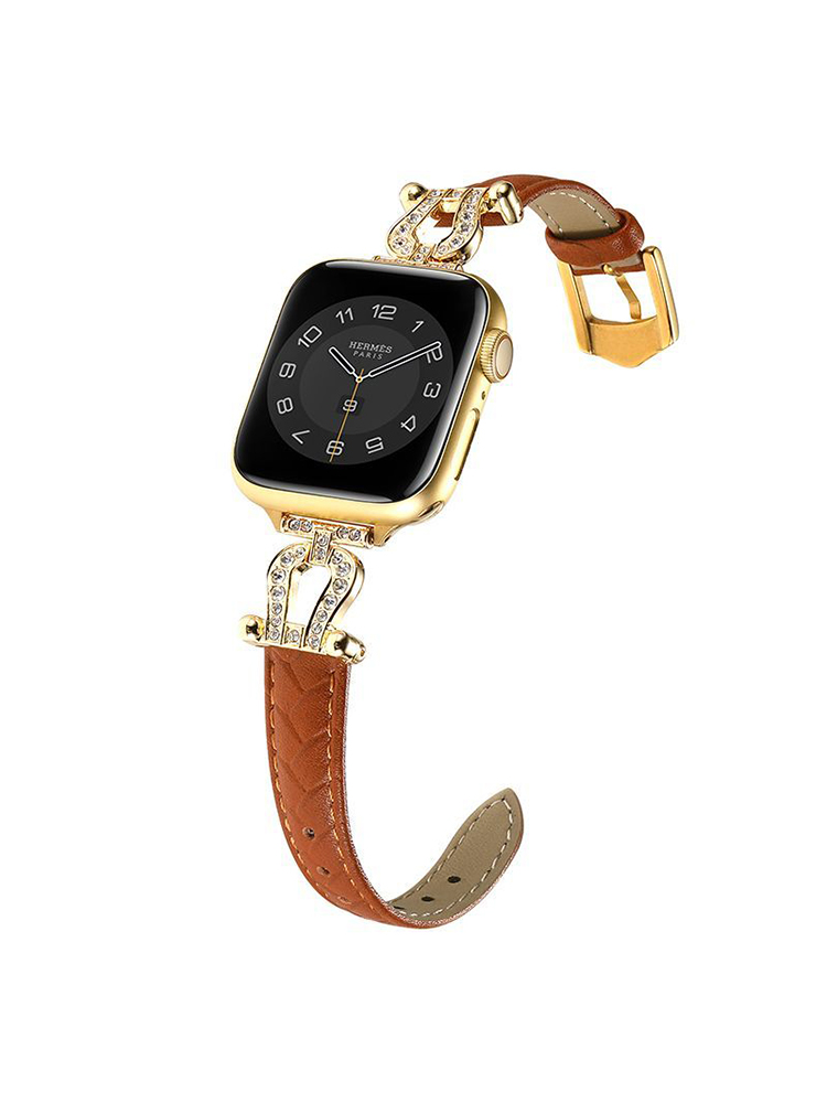 Horseshoe Connector Braided Emboss Leather Apple Watch Band