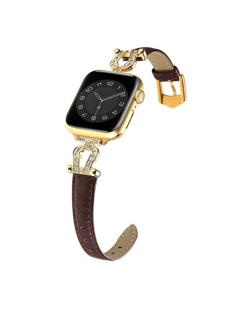Horseshoe Connector Braided Emboss Leather Apple Watch Band