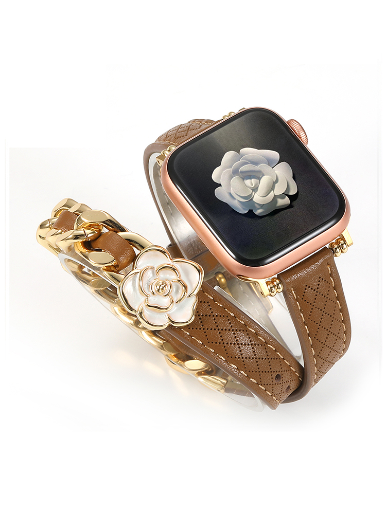 Camellia Double Tour Leather Apple Watch Band - Tatanband