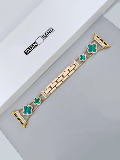 Four-leaf Clover Fritillaria Rhinestone Inlaid Band for Apple Watch