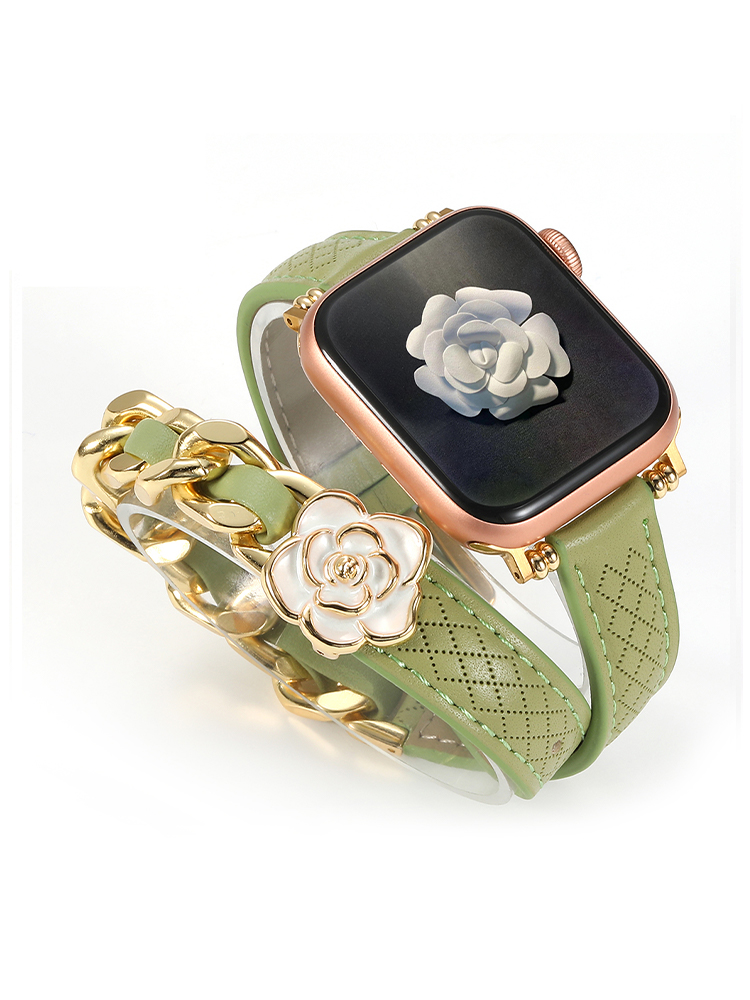 Camellia Double Tour Leather Apple Watch Band - Tatanband