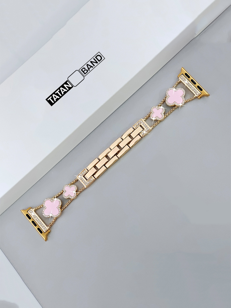 Four-leaf Clover Fritillaria Rhinestone Inlaid Band for Apple Watch