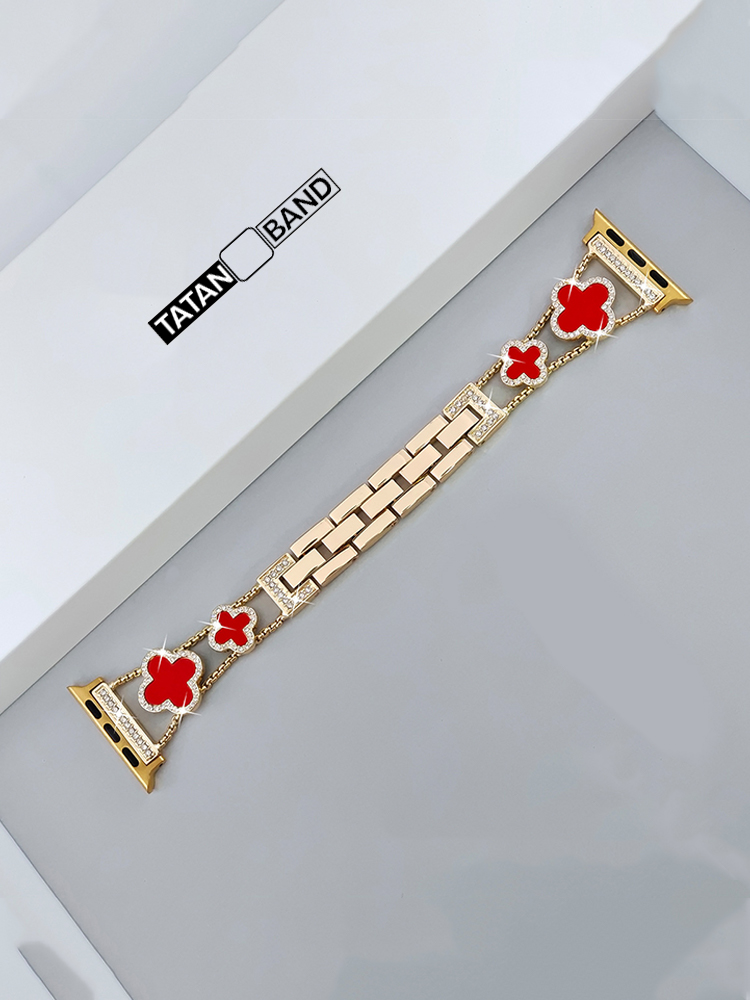 Four-leaf Clover Fritillaria Rhinestone Inlaid Band for Apple Watch