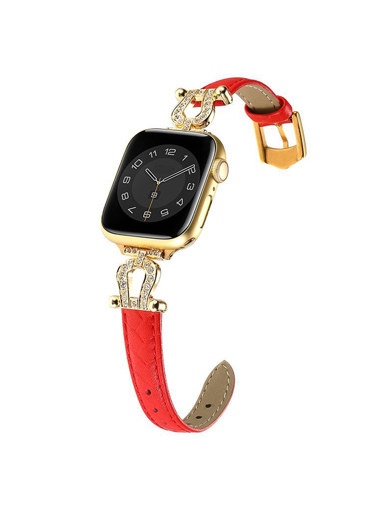 Horseshoe Connector Braided Emboss Leather Apple Watch Band