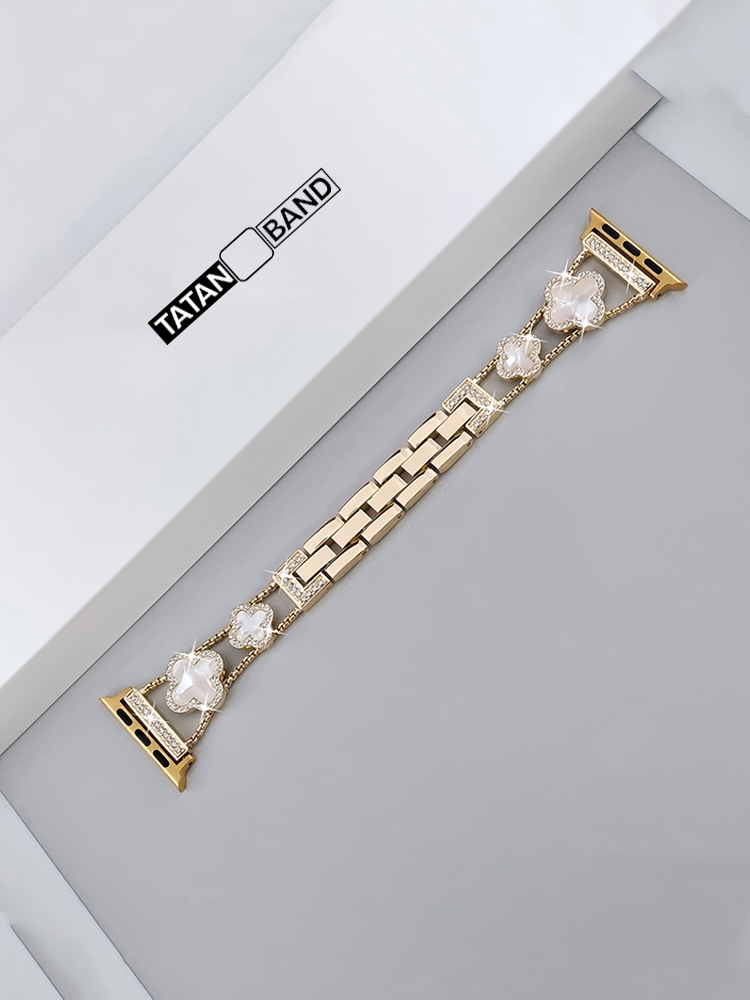 Four-leaf Clover Fritillaria Rhinestone Inlaid Band for Apple Watch