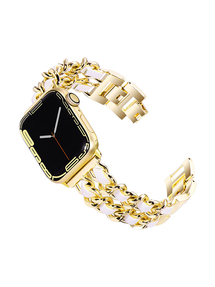 Double Row Leather with Stainless Steel Band for Apple Watch