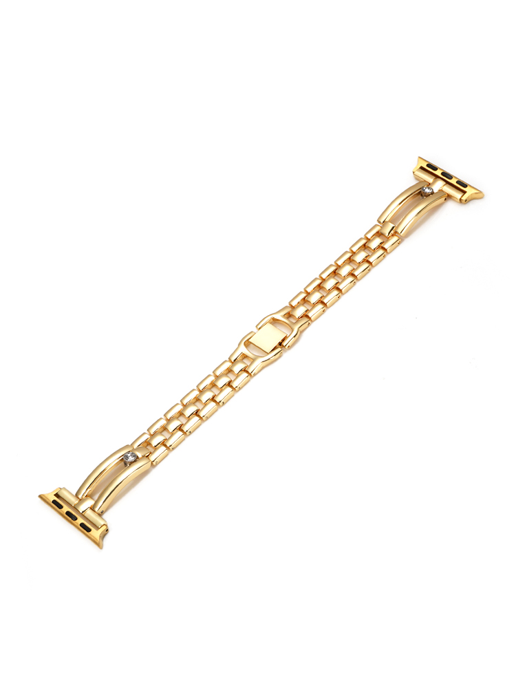 Double Arch Single Diamond Adorned Stainless Steel Apple Watch Band