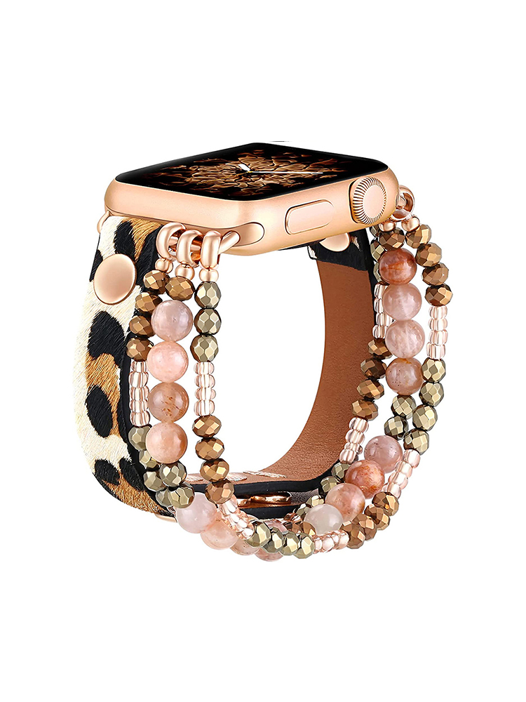 Agate Beaded with Leather Band