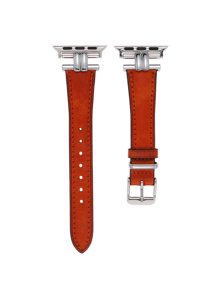 Double Curved Metal Buckle Leather Band