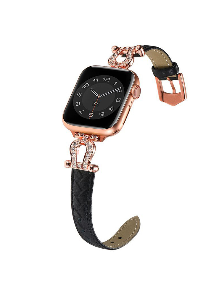 Horseshoe Connector Braided Emboss Leather Apple Watch Band