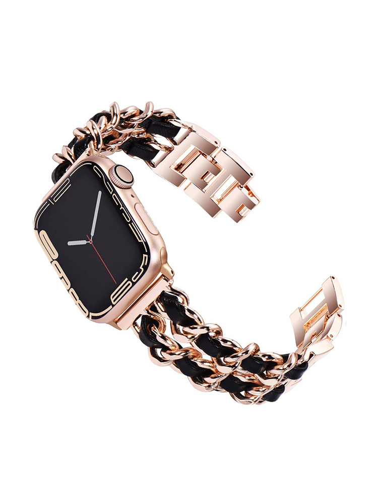 Double Row Leather with Stainless Steel Band