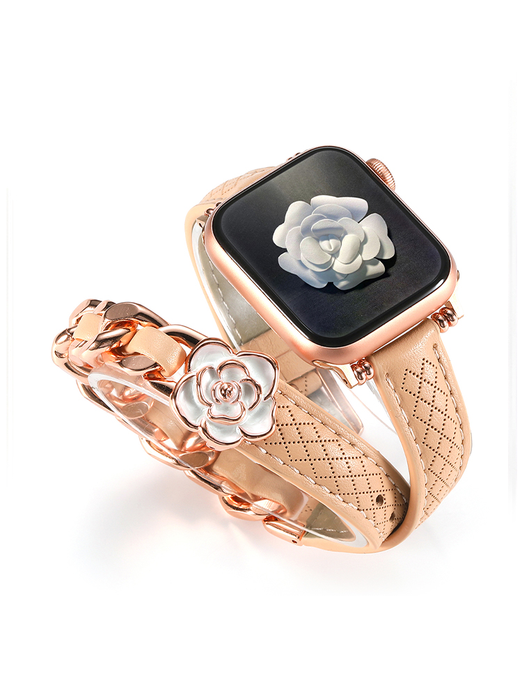 Camellia Double Tour Leather Apple Watch Band - Tatanband