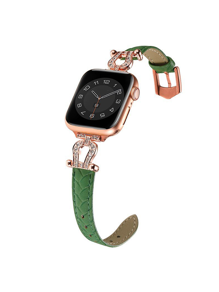 Horseshoe Connector Braided Emboss Leather Apple Watch Band