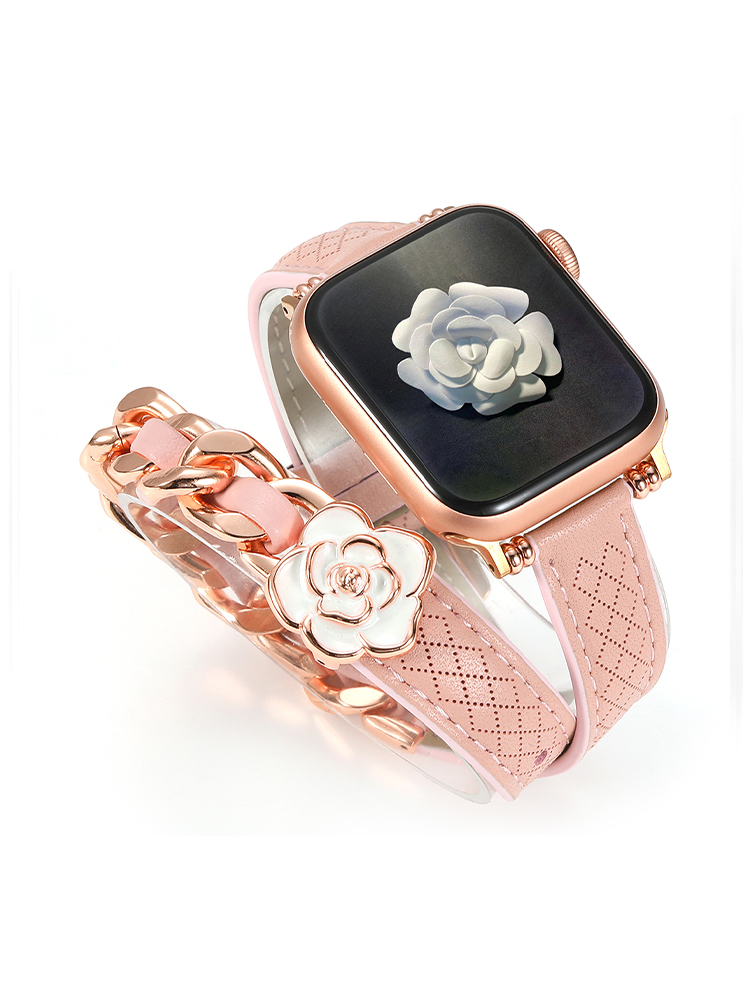 Camellia Double Tour Leather Apple Watch Band - Tatanband