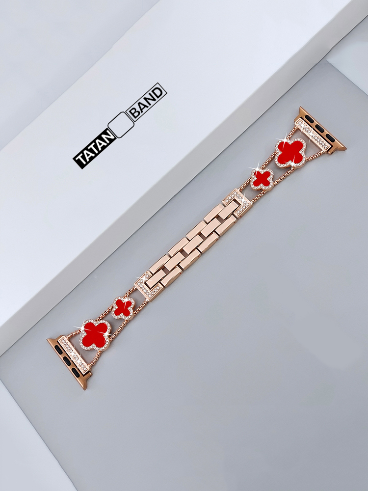 Four-leaf Clover Fritillaria Rhinestone Inlaid Band for Apple Watch