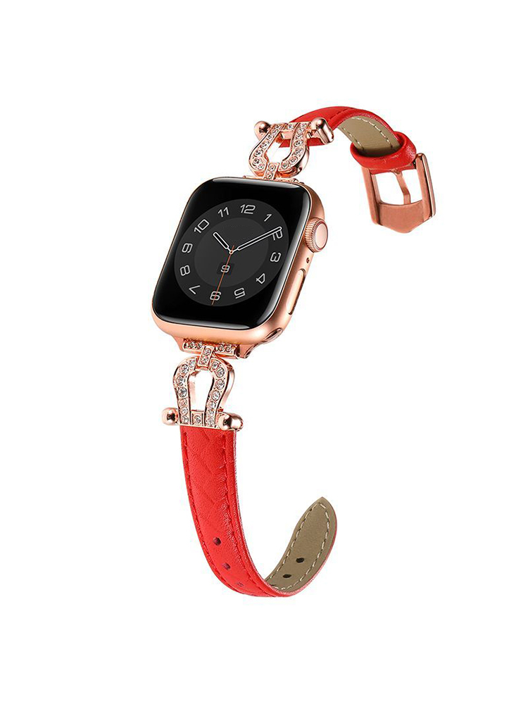 Horseshoe Connector Braided Emboss Leather Apple Watch Band