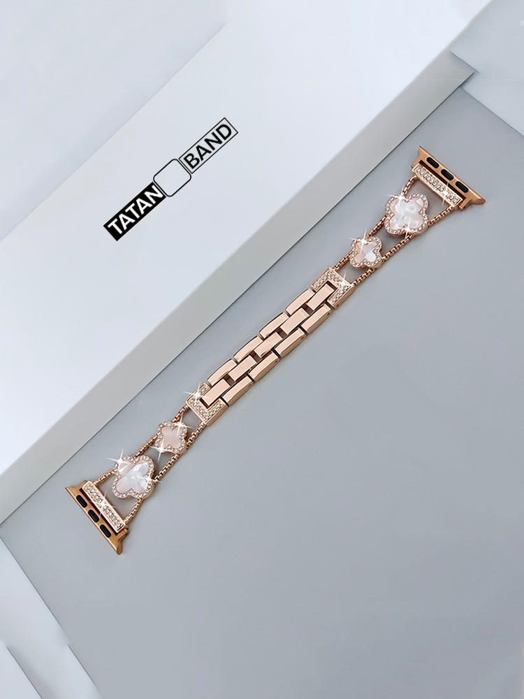 Four-leaf Clover Fritillaria Rhinestone Inlaid Band for Apple Watch