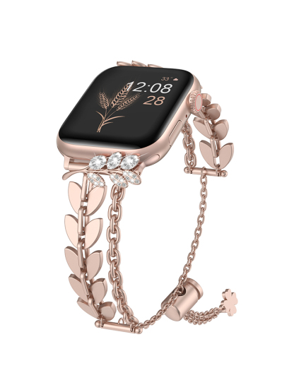 Wheat Spike Chain with Zircon Inlaid Stainless Steel Band