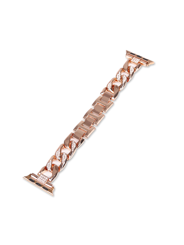 Rhinestone-Encrusted Cuban Link Stainless Steel Band