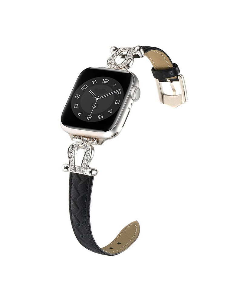 Horseshoe Connector Braided Emboss Leather Apple Watch Band