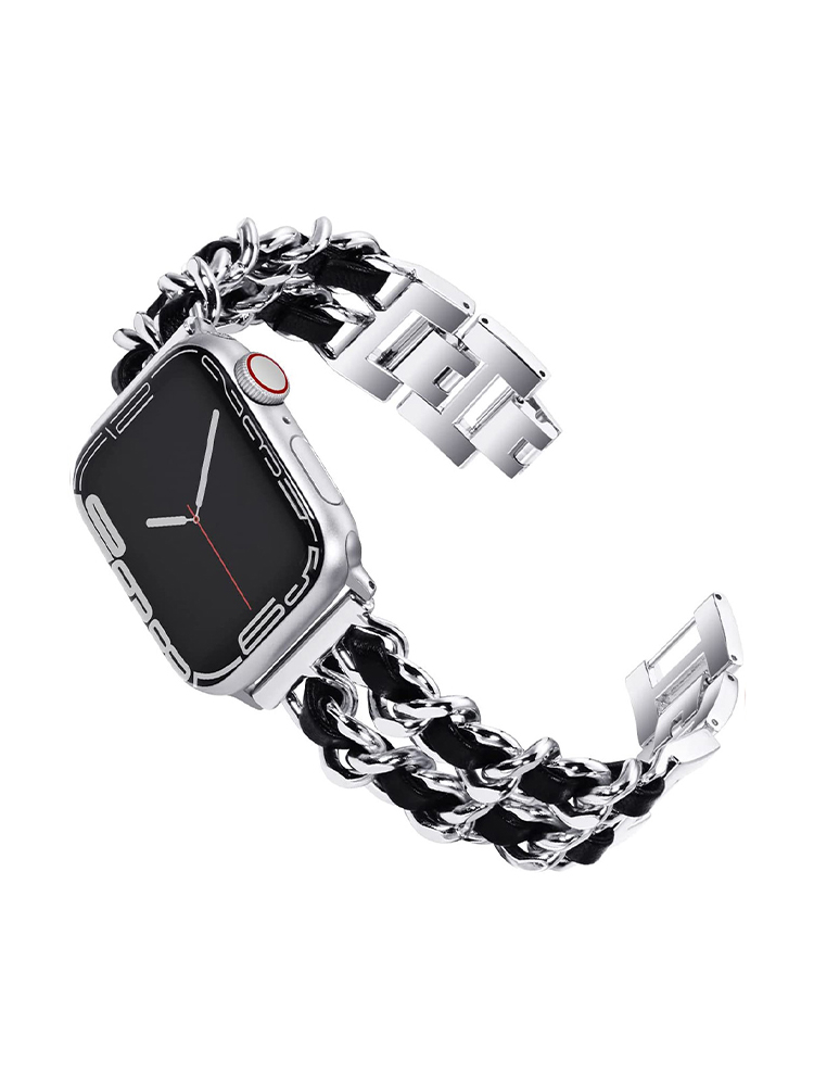 Double Row Leather with Stainless Steel Band for Apple Watch