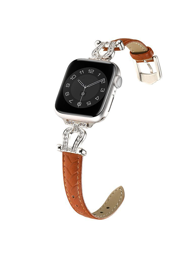 Horseshoe Connector Braided Emboss Leather Apple Watch Band