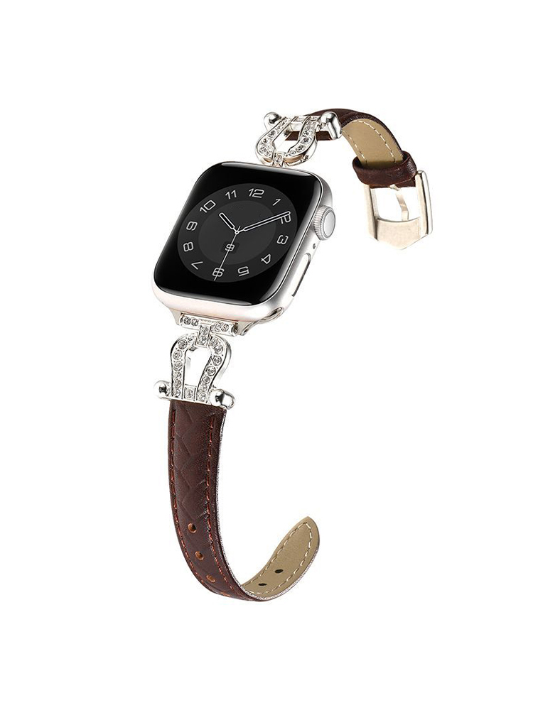 Horseshoe Connector Braided Emboss Leather Apple Watch Band