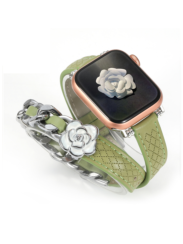 Camellia Double Tour Leather Apple Watch Band - Tatanband