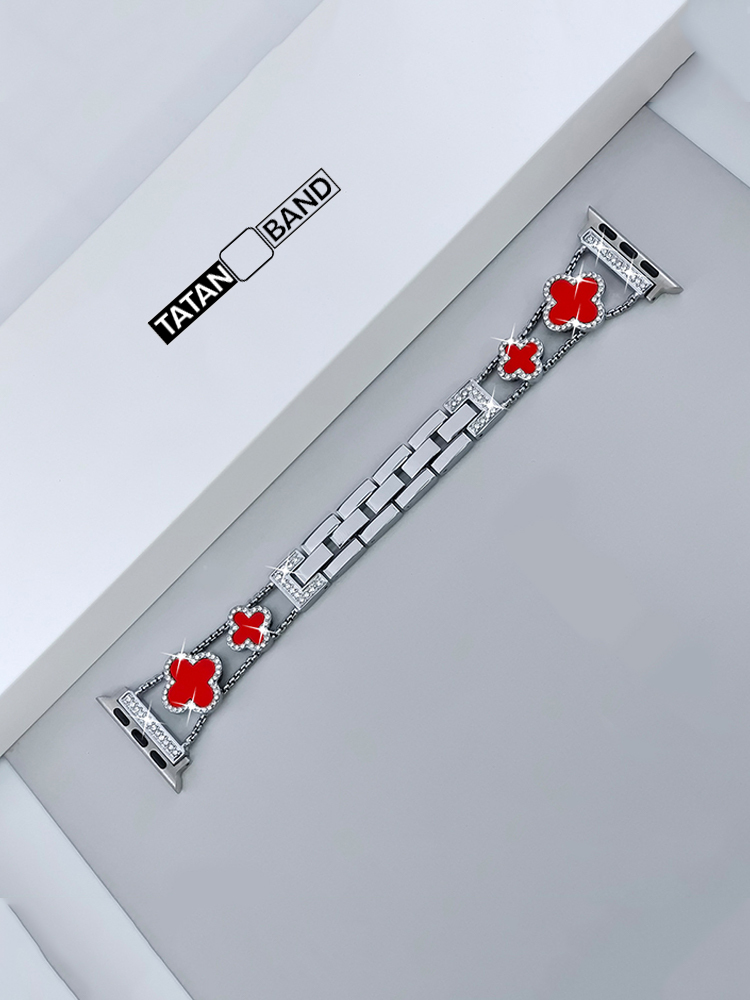 Four-leaf Clover Fritillaria Rhinestone Inlaid Band for Apple Watch